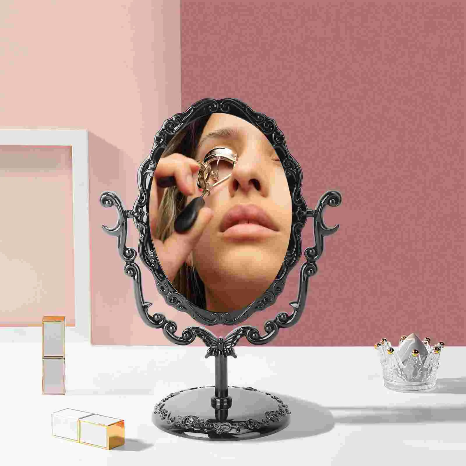 One Side Mirror Comestic Rotatable Black Desk Desktop Wall Mounted Flip Vintage