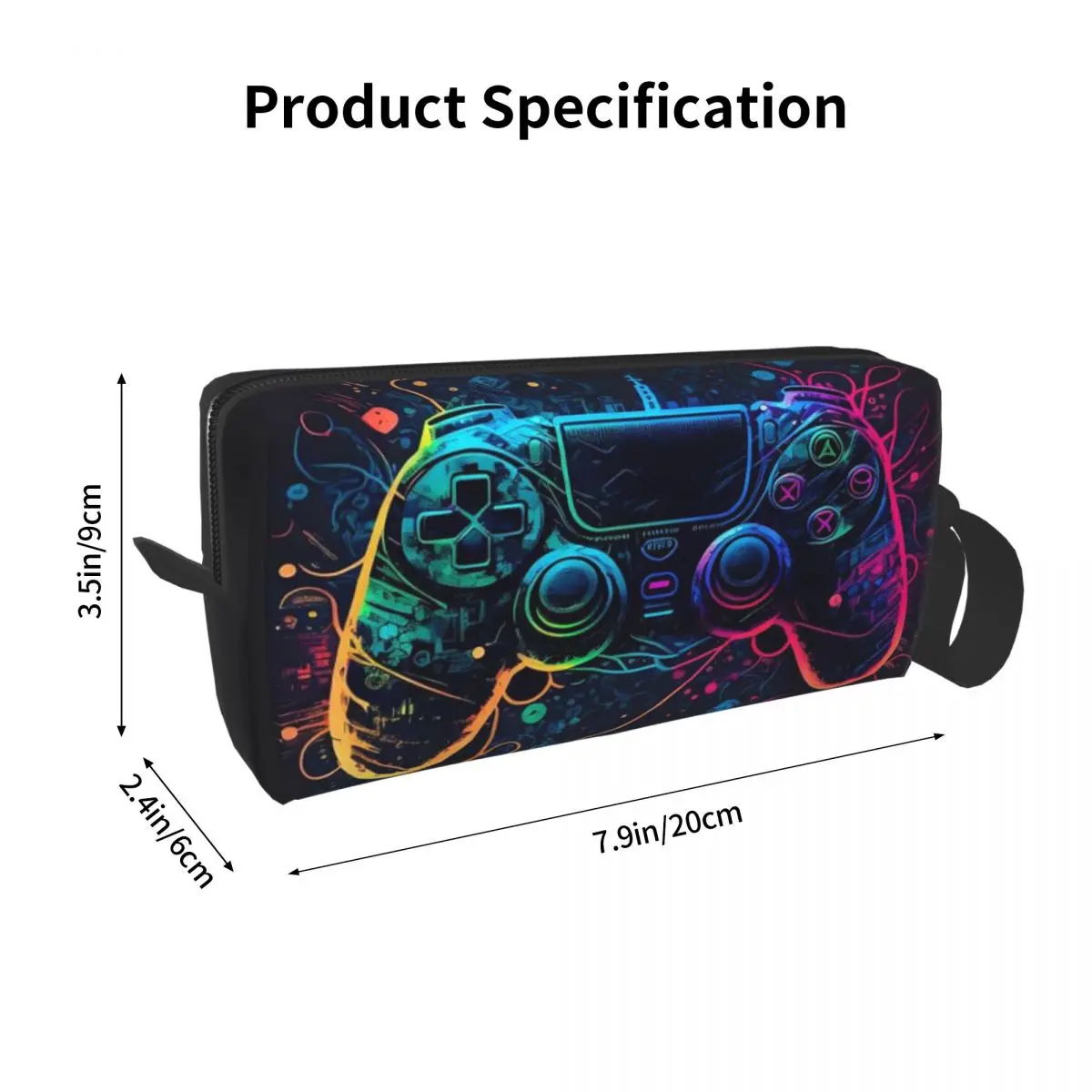 Neon Light Game Controller Gamepad Pencil Case for School Pen Box Pencil Bag Stationery Supplies Travel Women Cosmetic Bag