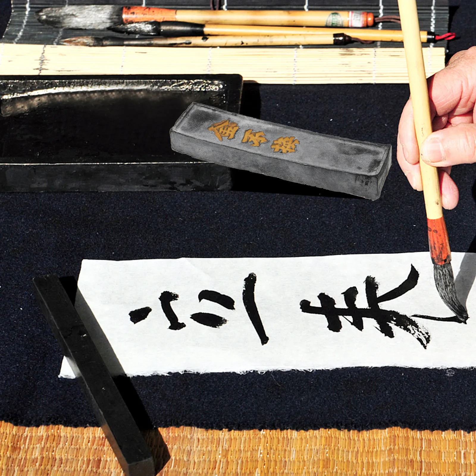 Chinese Calligraphy Ink Stone Ink Block Stick Natural Solid Material Smooth Surface Suitable for Chinese Japanese Calligraphy