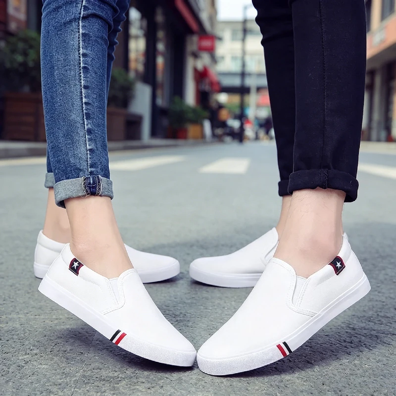 Fashion Vulcanized Shoes Slip on Loafer Washed Flat Men's Classic Canvas Casual Lazy Shoes Moccasin Zapatillas Hombre