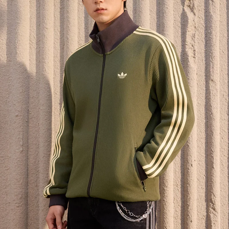 Adidas Originals Waffle Track Top Waffle Sports Early Spring Stand-Up Collar Zipper Stripesd Jacket Men's Kz2914