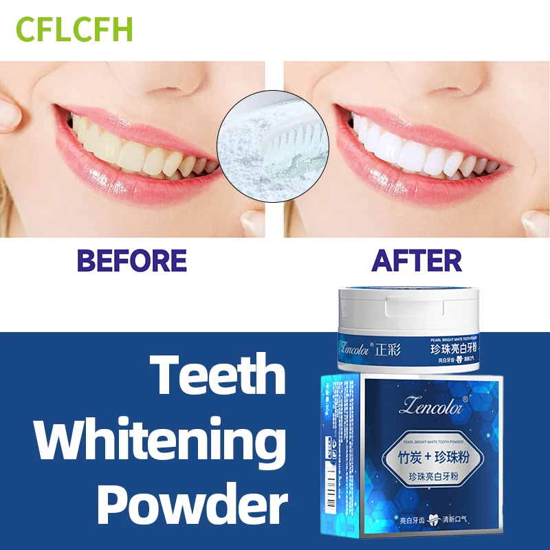 

80G Tooth Whitening Powder Fresh Breath Bright White Teeth Oral Hygiene Remove Plaque Stains Teeth Whiten Dental Cleaning Care