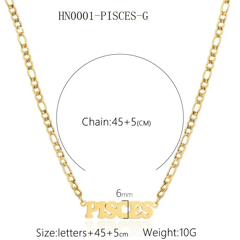 Stainless Steel Gold Plated Taurus Zodiac Necklace, Men Virgo Leo Libra Constellation Pendant, 12 Star Signs Gift for Women