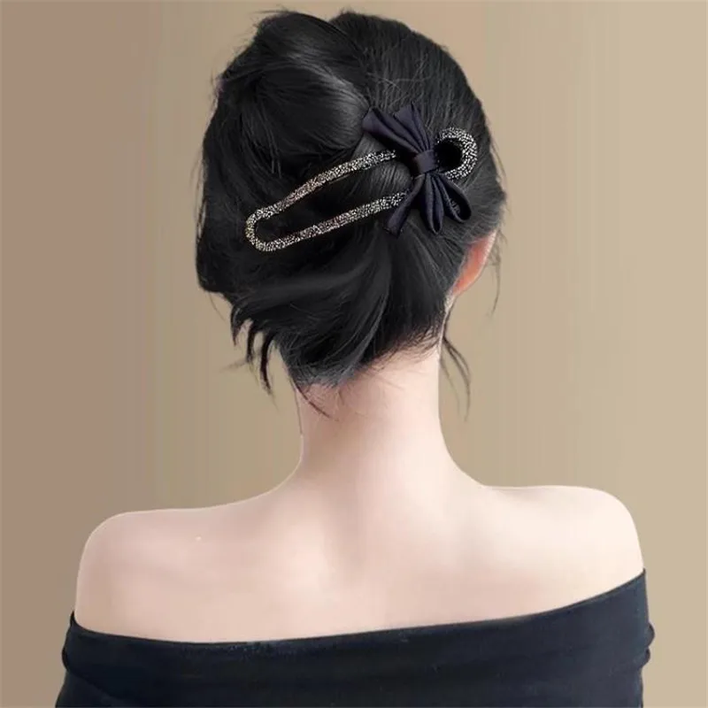 Rhinestone Duckbill Clip Classic Black Bow Convenient Hairpin Versatile Fashion Girls Hairpin Hair Accessories view 5