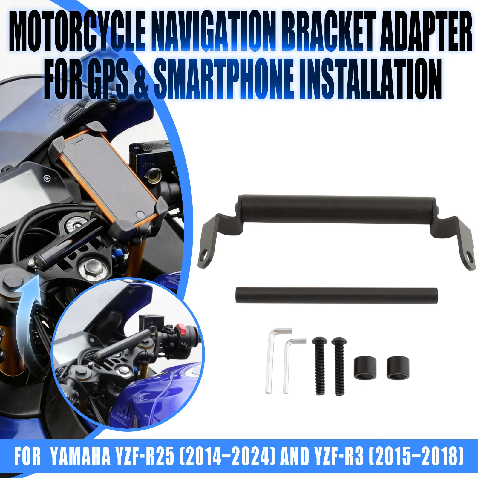 Motorcycle GPS Navigation Bracket Smart Phone Holder Plate Adapt Levers For Yamaha YZF YZFR3 2015-2018 YZFR25 2014-2024