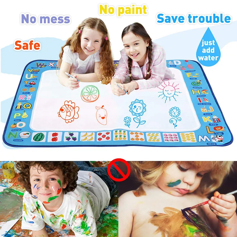 Toile d'eau magique pour enfants, planche de Graffiti, mains Non sales, tapis de peinture à l'eau coloré réutilisable, jouet Puzzle pour bébé