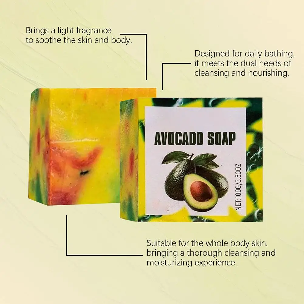 100g Avocado Soap Upgraded Handmade Soap Face Hand Body Deeping Cleansing Soap Versatile Unisex Cleaner For Female And Male