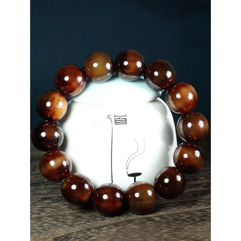 Tibetan-style red yak , full of grain patterns, genuine natural horn bracelet with barrel beads, a cultural