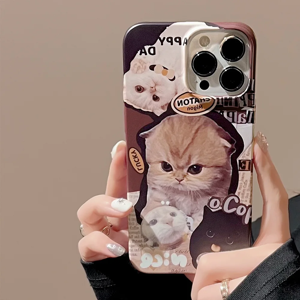 Fashion New Products ferocious kitten For iPhone 11 12 13 14 Plus 15 Pro Max Creative Illustration  Anti-Fall Case  X Xr Shell