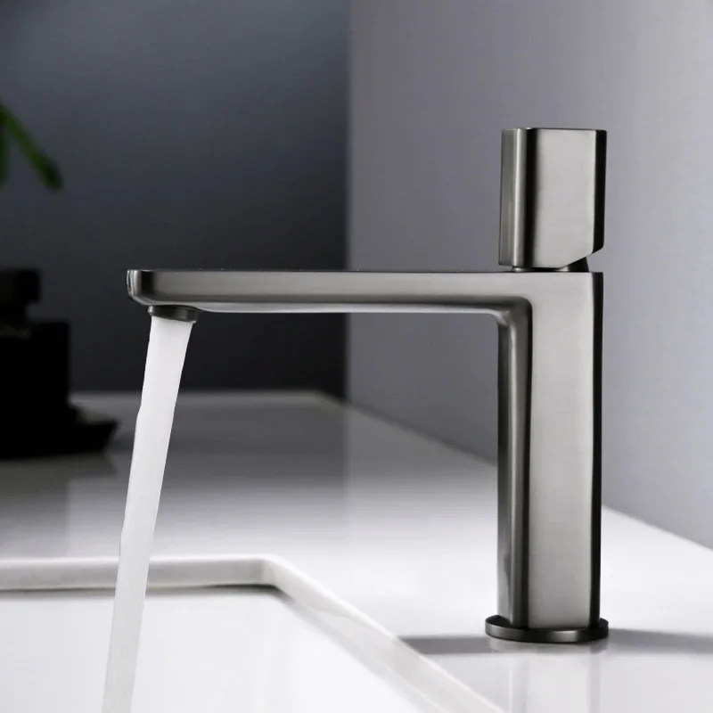 

~Minimalist Creative Gun Gray Basin Faucet Bathroom Wash Inter-Platform Basin Washbasin Faucet Hot and Cold Single Hole