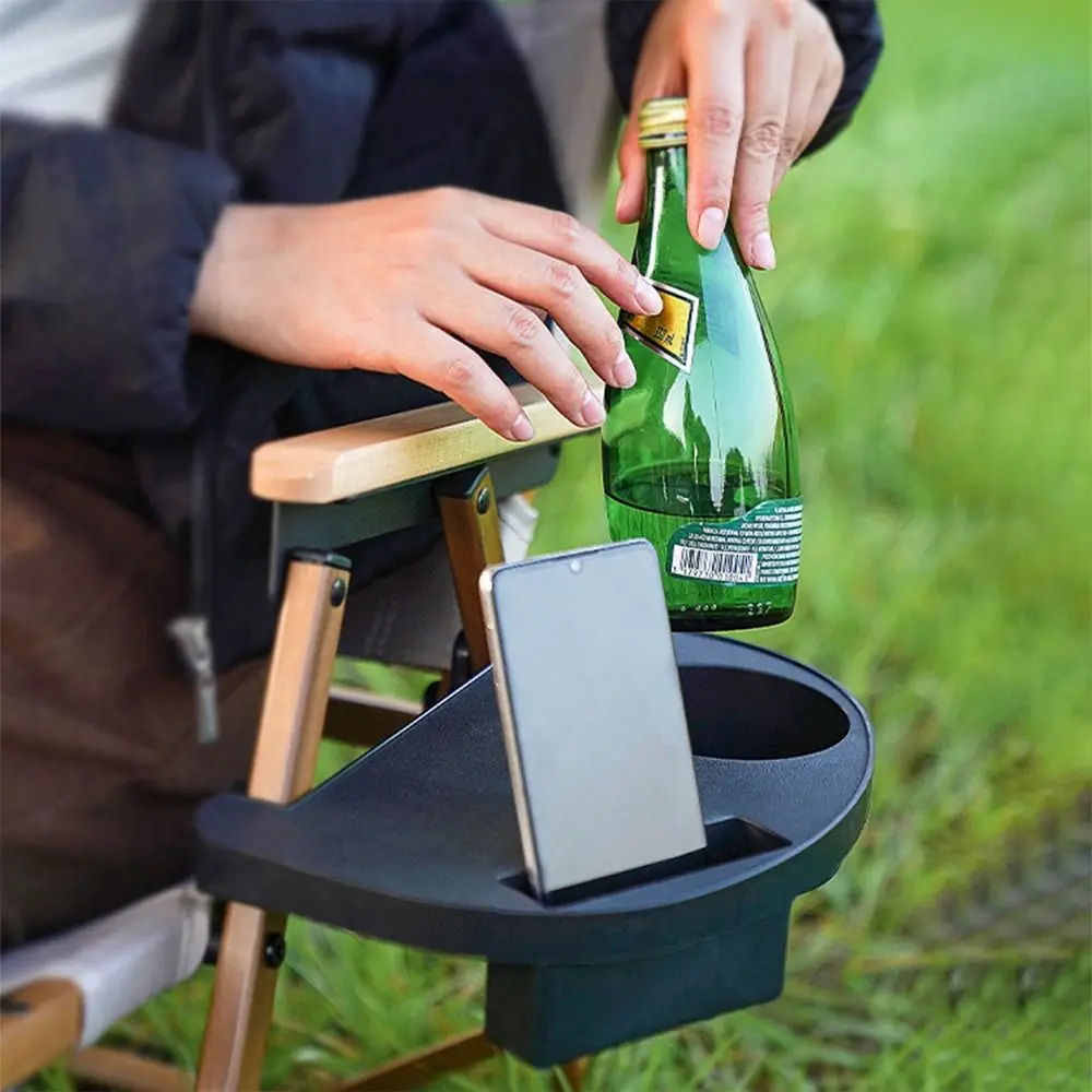 1Pcs Recliner Folding Chair Tray Drink Holder Outdoor Camping Portable Side Tray Breakfast Black Khaki Beach Chair Cup Holder