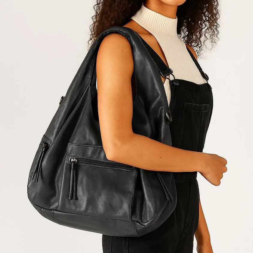 

Vintage Large Capacity Hobos Women Shoulder Bags Multi-Pocket Handbags Luxury Soft Pu Leather Underarm Bag Trend City Bag 2025