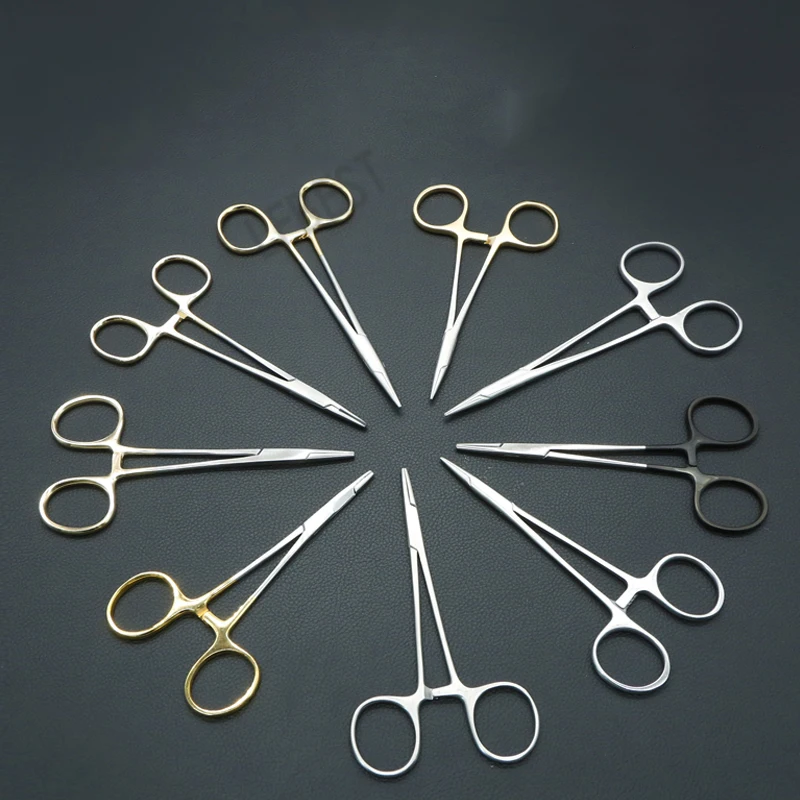 12.5cm Gold Handle Fine Tooth Tape Scissors Needle Holder Insert Double Eyelid Needle Holder Buried Stainless Steel Needle Holde