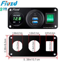 12V USB Panel Socket 3 in 1 Dual USB Charger with Rocker Switch Car Cigarette Lighter Digital Voltmeter for Car Boat Truck RV