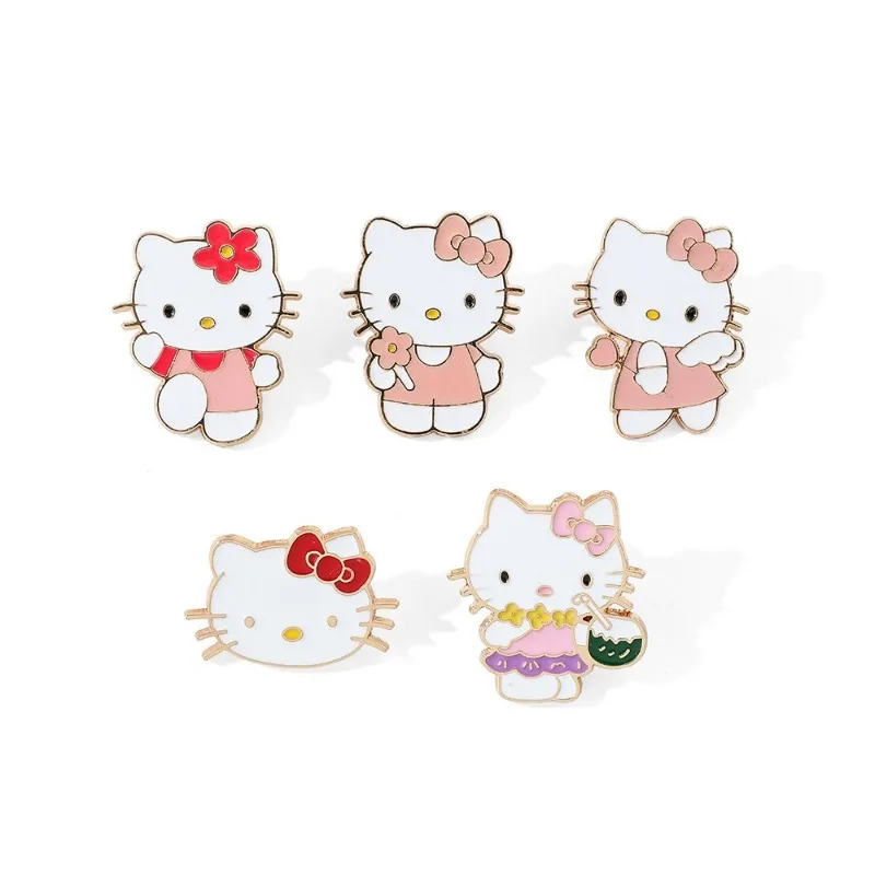 

Sanrio Hello Kitty Pin Anime Figures Cute Cartoon Metal Brooch Q Figural Anime Merchandise Clothing Bag Decoration Children Gift