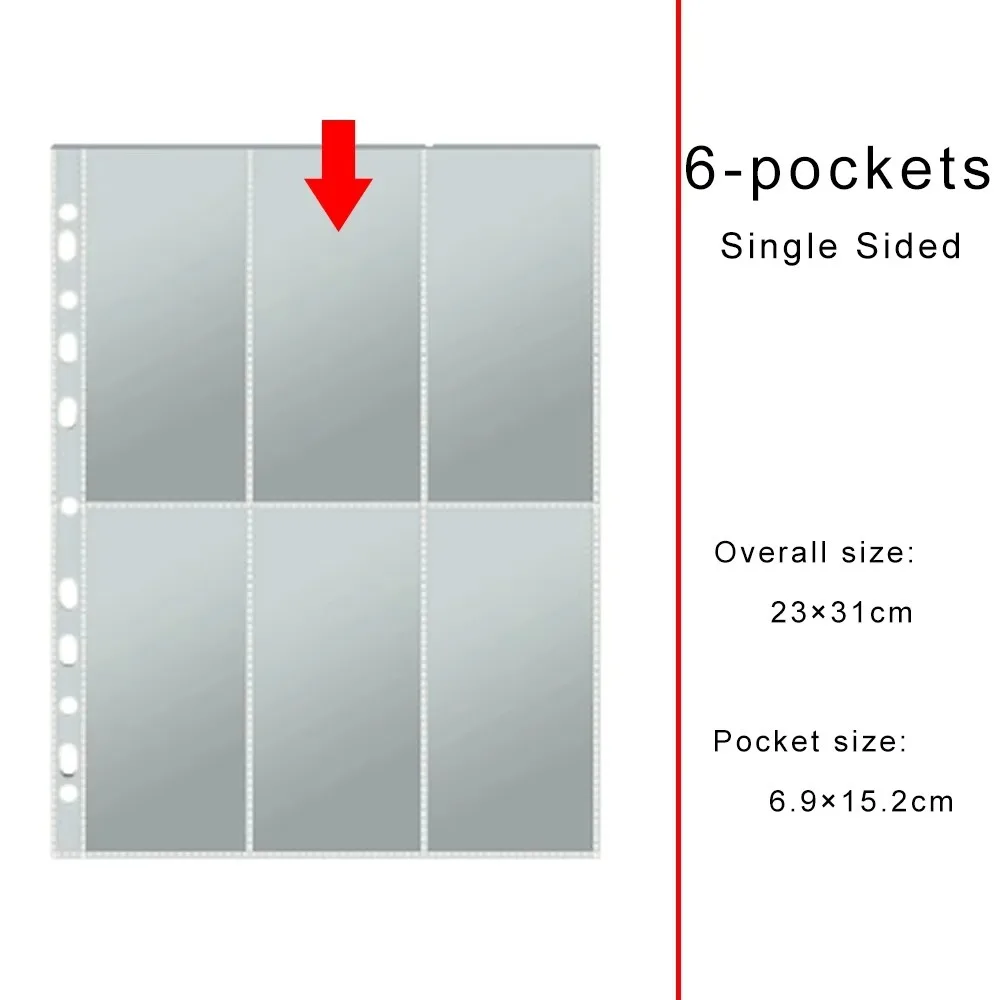 Binder Refill Clear Photo Album Pages 11-Hole Multi-Pockets Card Pages A4 Binder Pages
