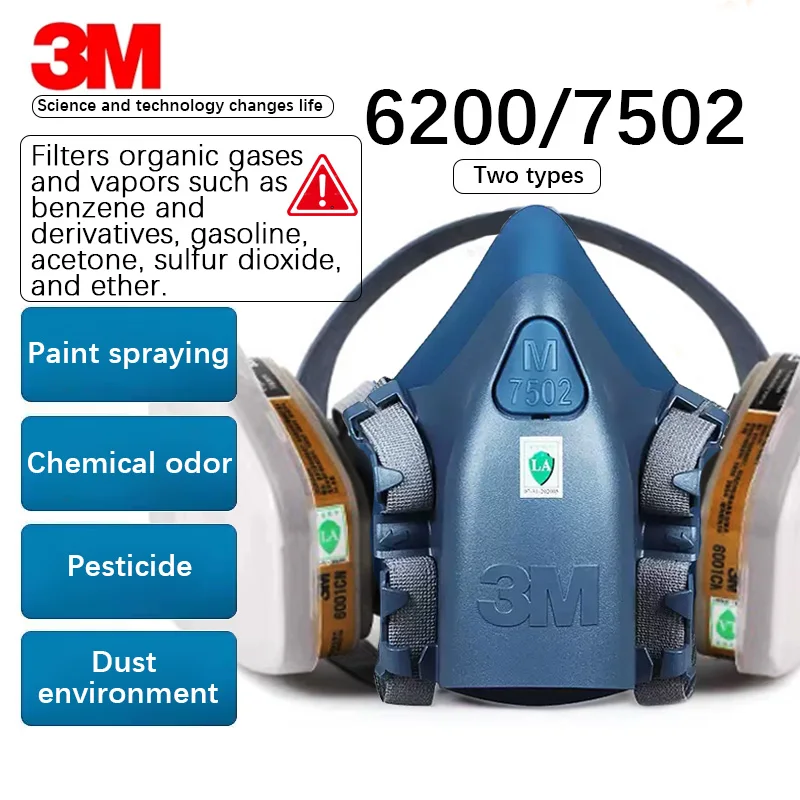 3M 7502/6200 Anti-Toxic Mask Filters Dust Organic Gases Gasoline Acetone Industrial Paint, Chemicals Respiratory Filter Set