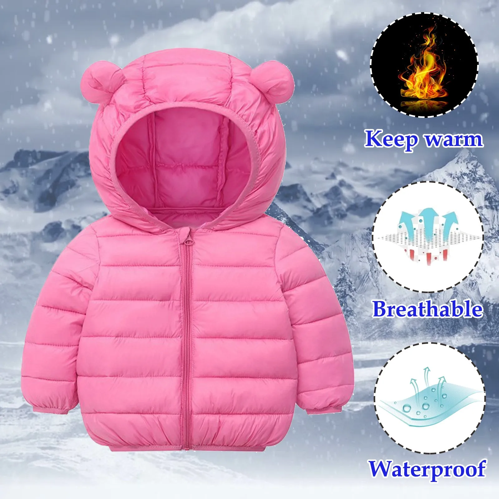 Boys Girls Down Coat Children Casual Autumn Winter Jackets Kids Warm Hooded Fashion Outerwear Baby Solid Color Cotton Parkas