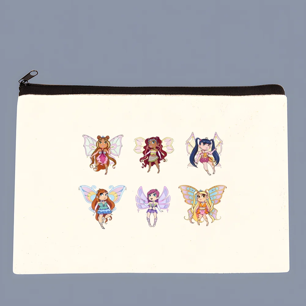 Winx Butterfly Fairy Cartoon Coin Purse Female Mini Canvas Art Cute Key Case Coin Purse Student Wallet