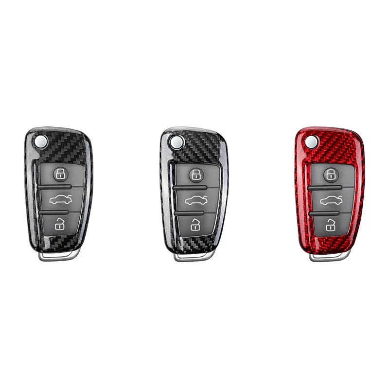 

Carbon Fiber Car Key Cover Shell Case For Audi A4L A5 A7 A3 Q3 S3 A6L S6 A1 Red/Silver Black