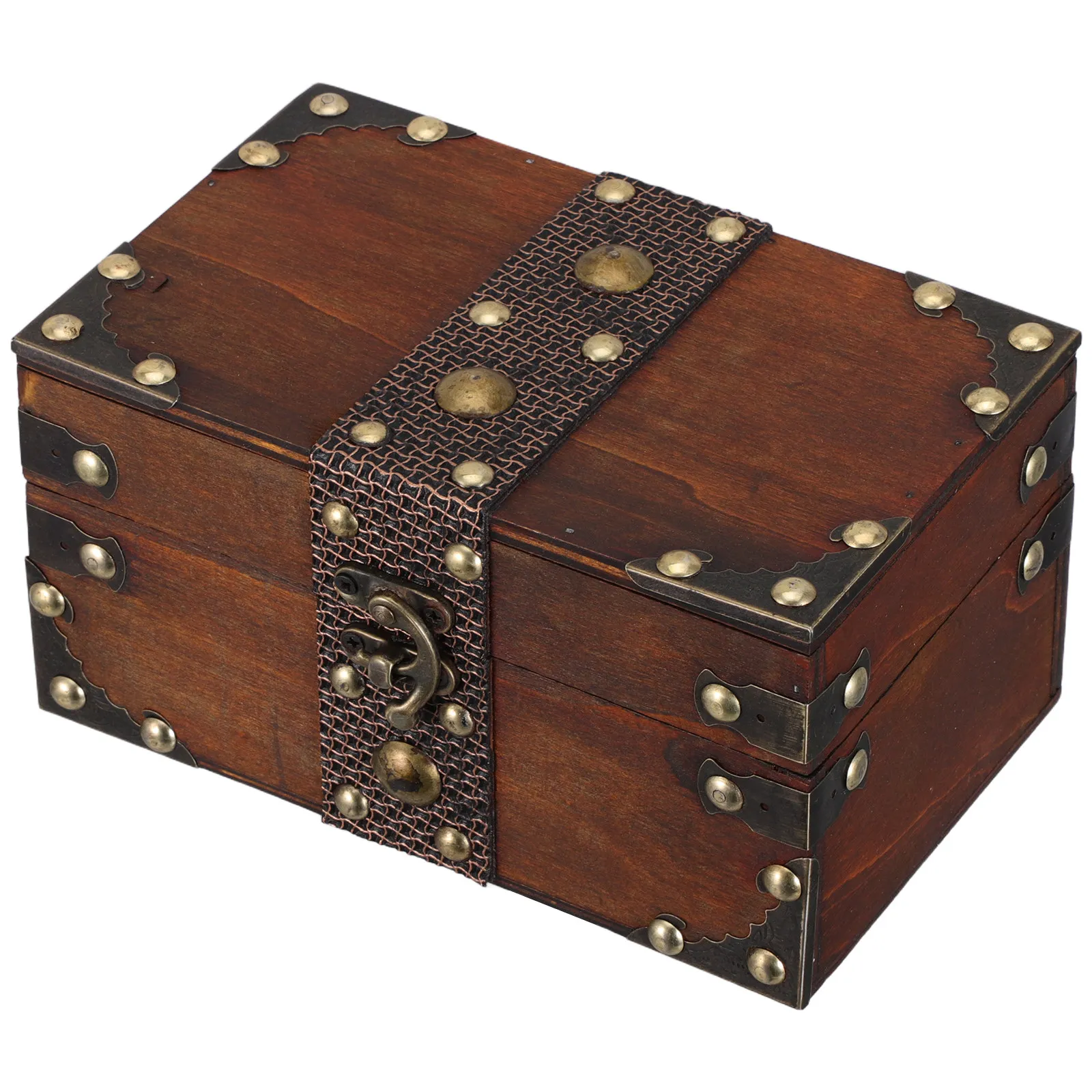 

Wood Vintage Jewelry Box with Lock Light Brown Treasure Chest Style Storage for Women Girls Keepsakes Necklaces Earrings