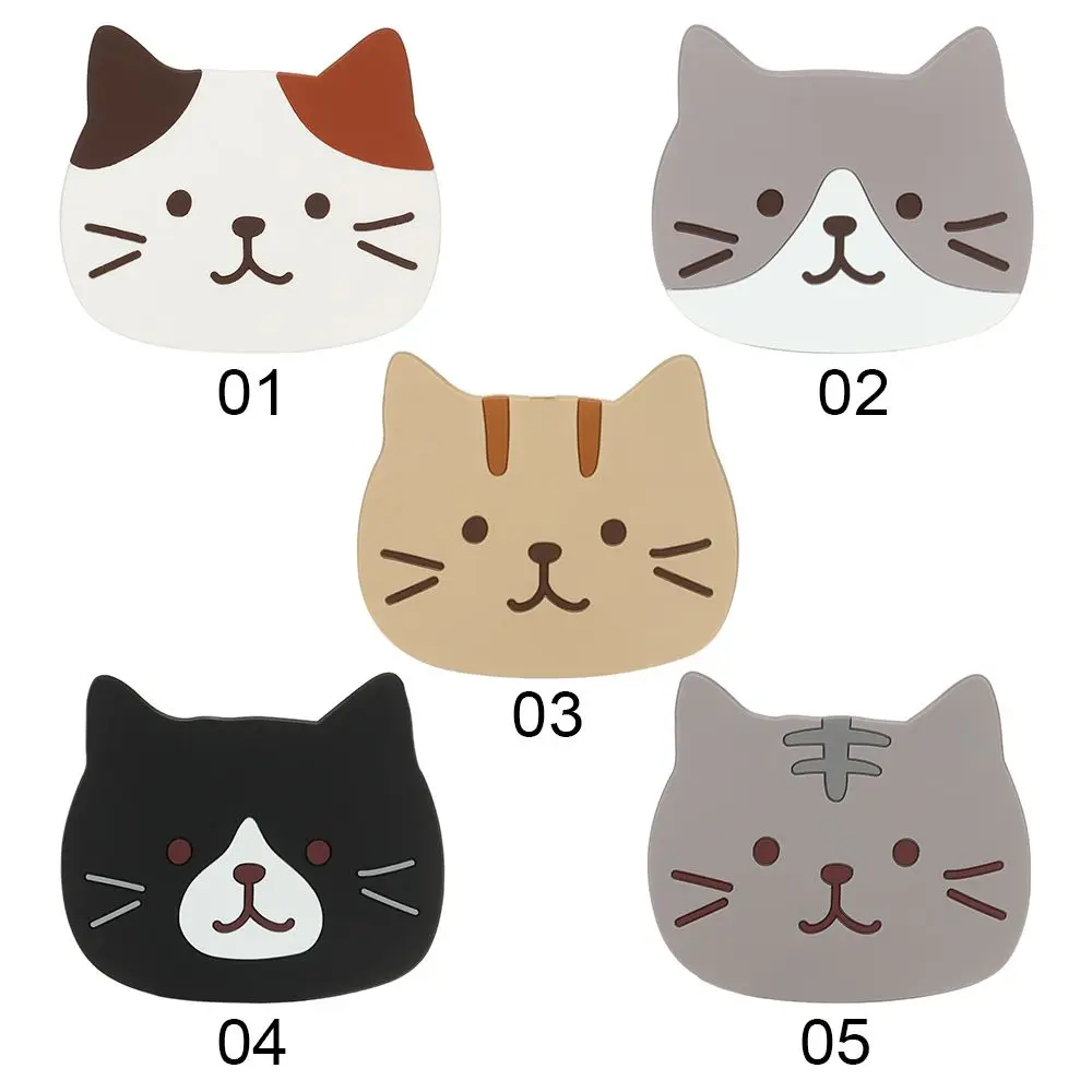 Non-slip Cat Shaped Silicone Cup Mat Holder Coffee Tea Drinks Cartoon Coaster Hot Drink Stand Kitchen Insulated Pad Accessories