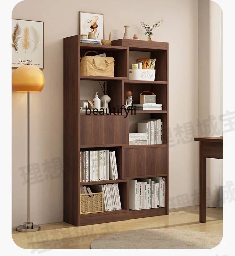 Q181 lSolid wood, bookshelf shelf integrated against the wall, living room locker, household bookcase retractable cabinet