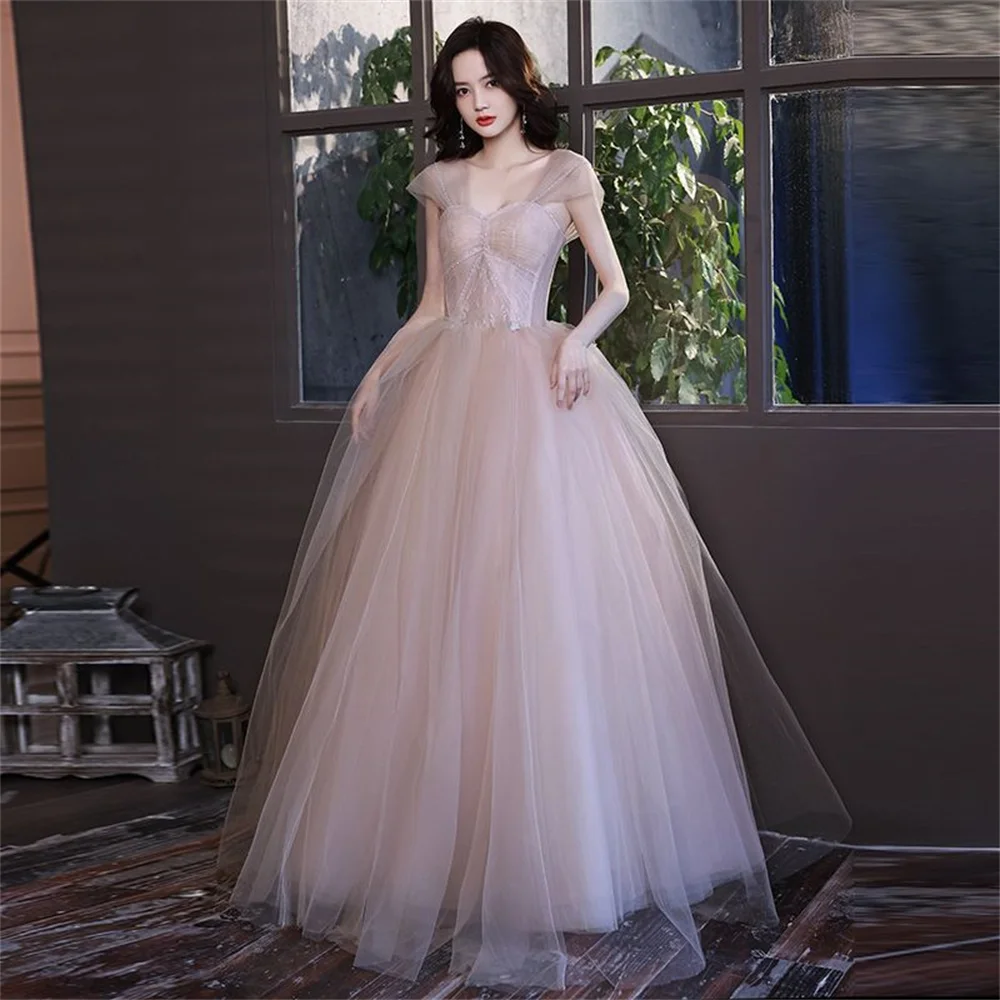 

Elegant Ball Gown Wedding Dresses 2024 New Tulle Bridal Dress Off Simple Backless Prom Dresses 083