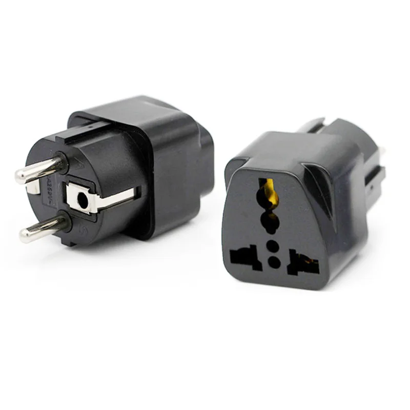 

Black 2 Pin Round Electrical Plug Converter US AU UK To European KR DE France Germany Korea Travel Plug Adapter