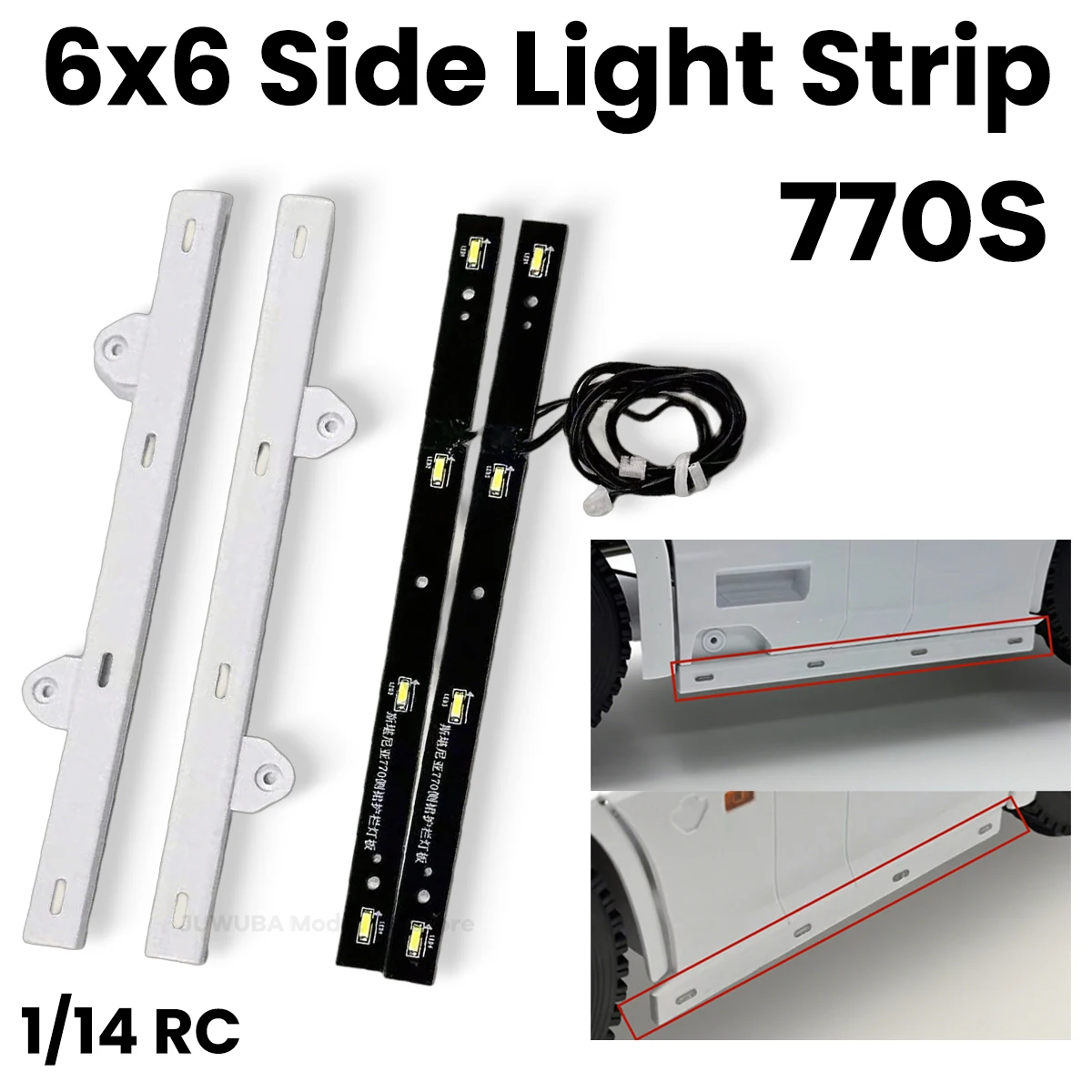 

RC 770S Truck 6X6 LED Side Light Strip Side Skirt Decorative for 1/14 Tamiya RC Truck Scania 770S DIY Upgrade Accessories Toys