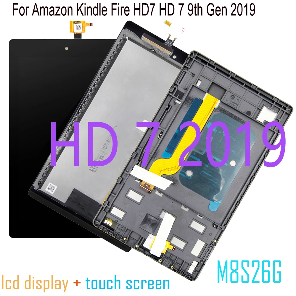 7‘’ For Amazon Kindle Fire HD7 HD 7 9th Gen 2019 HD7 2019 HD 7 2019 LCD M8S26G LCD Display Touch Screen Digitizer Assembly Frame