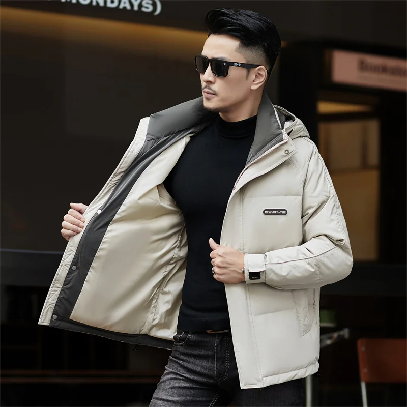 2024 new arrival winter hooded jacket 90% white duck down jackets men,mens fashion thicken warm parkas trench coat size M-5XL