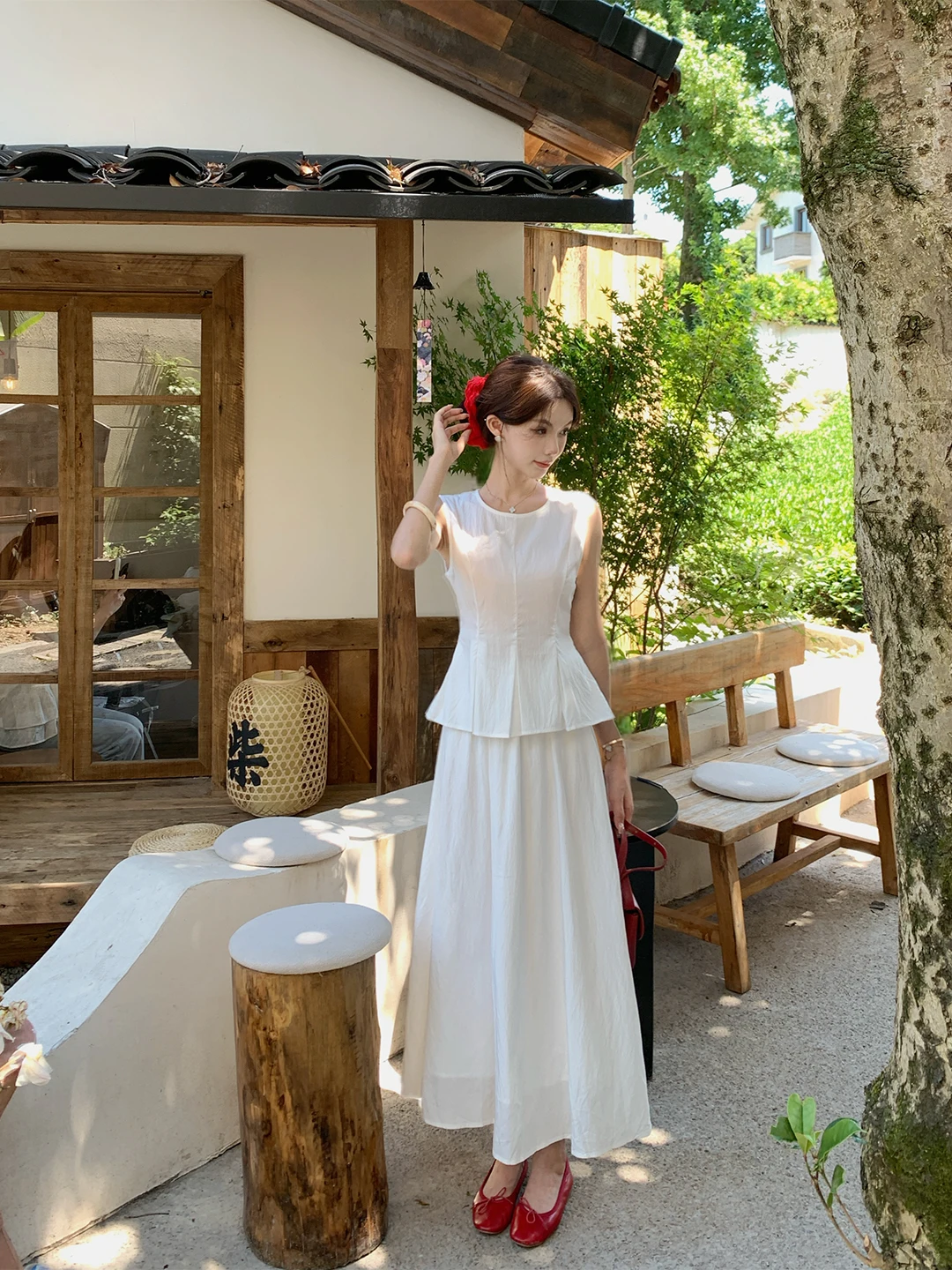 

Летний женский жилет с цветочным принтом, комплект из топа и юбки, винтажный комплект из полиэфирного волокна на молнии, круглый костюм из двух предметов