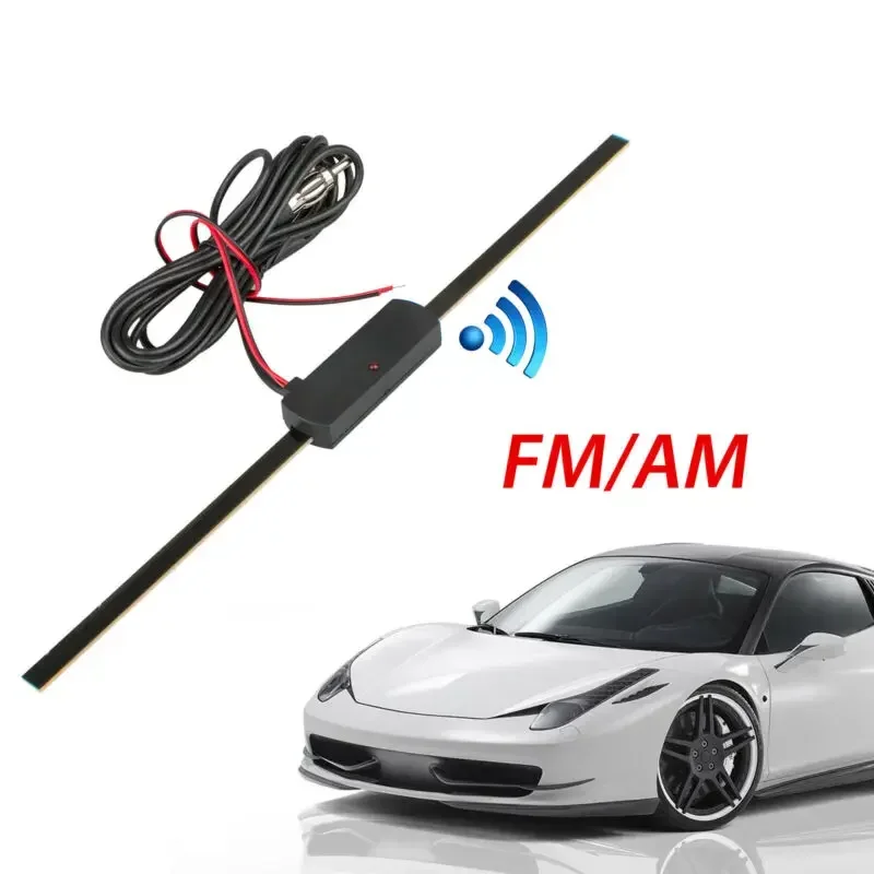 Car AM FM Radio Antenna Signal Booster 12V Windshield Car Electronic Radio Antenna Booster Car Trucks Accessories Replacement