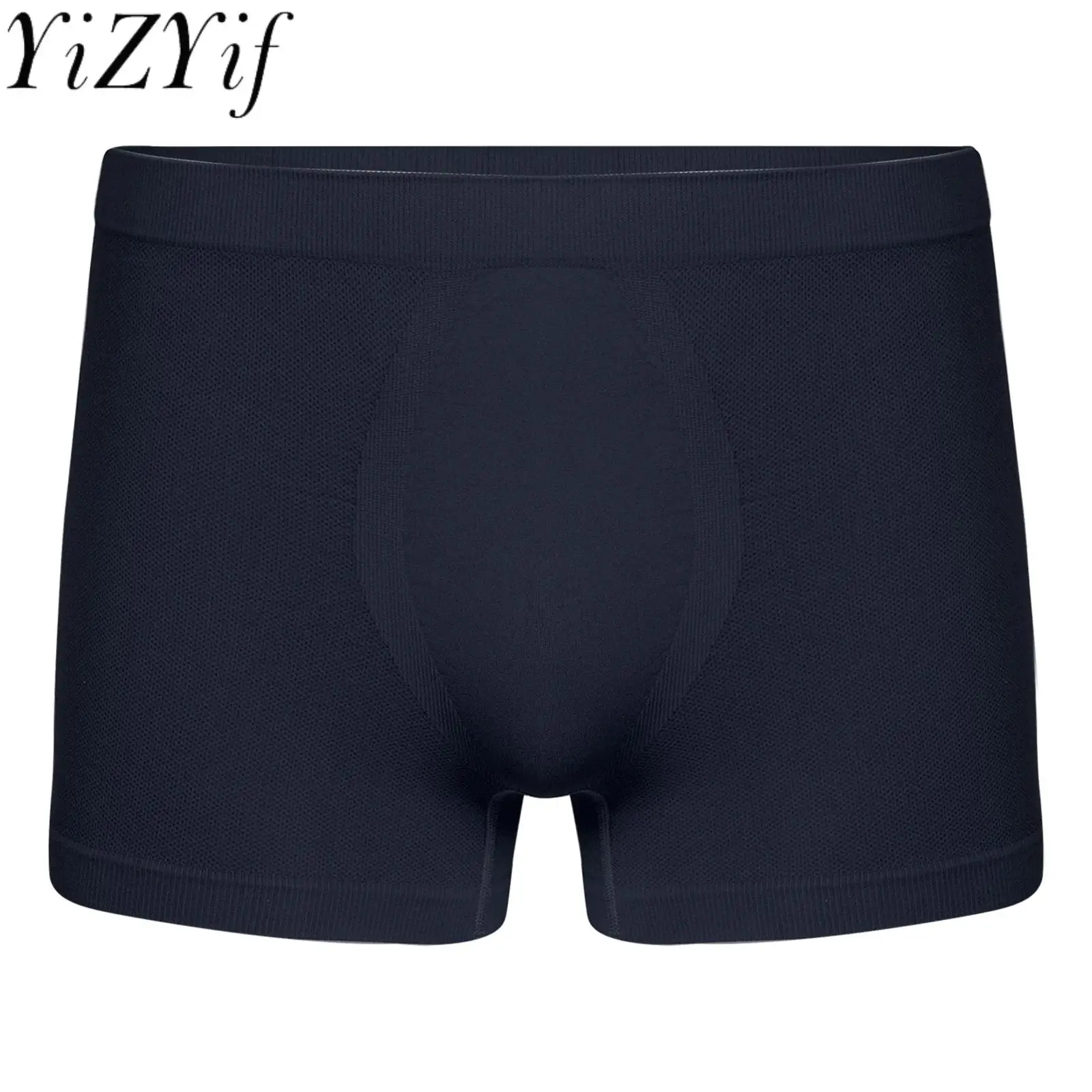 

Men Stretchy Low Waist Mini Shorts Daily Casual Boxer Panties Elastic Waistband Solid Color Brief Swim Trunks Sports Underwear