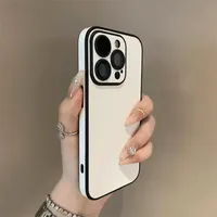 Luxury Leather Colorful Case for iPhone 16 15 14 Plus 13 12 11 Pro Max Soft Silicone Bumper Matte Shockproof Simple Cover