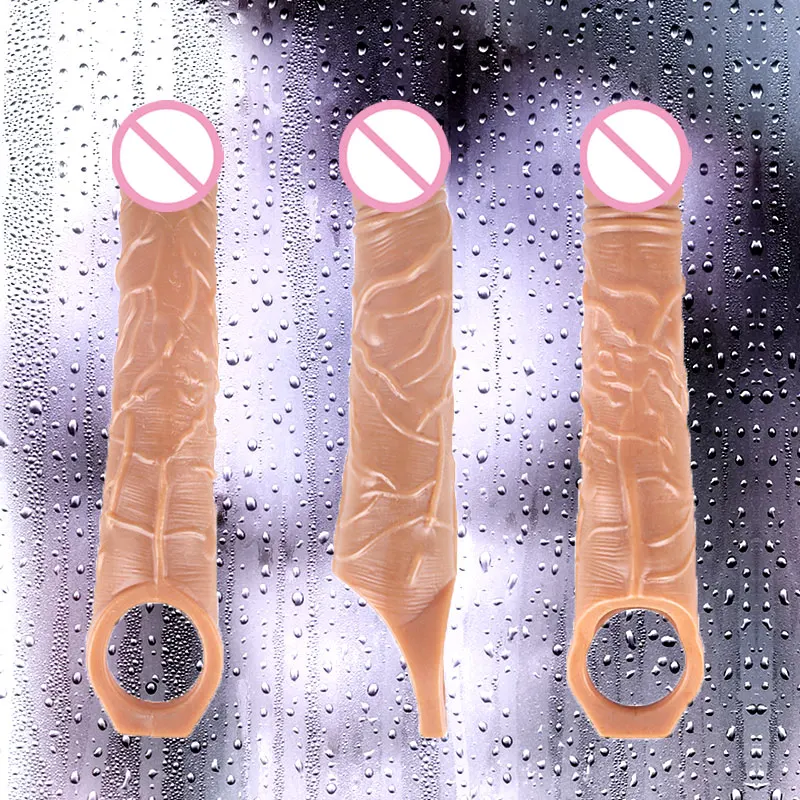 Vibrating Penis Sleeve Sex tool for Men Couple Penis Extender Cover Reusable Special Condom Cock Erotic Products for Adult Men