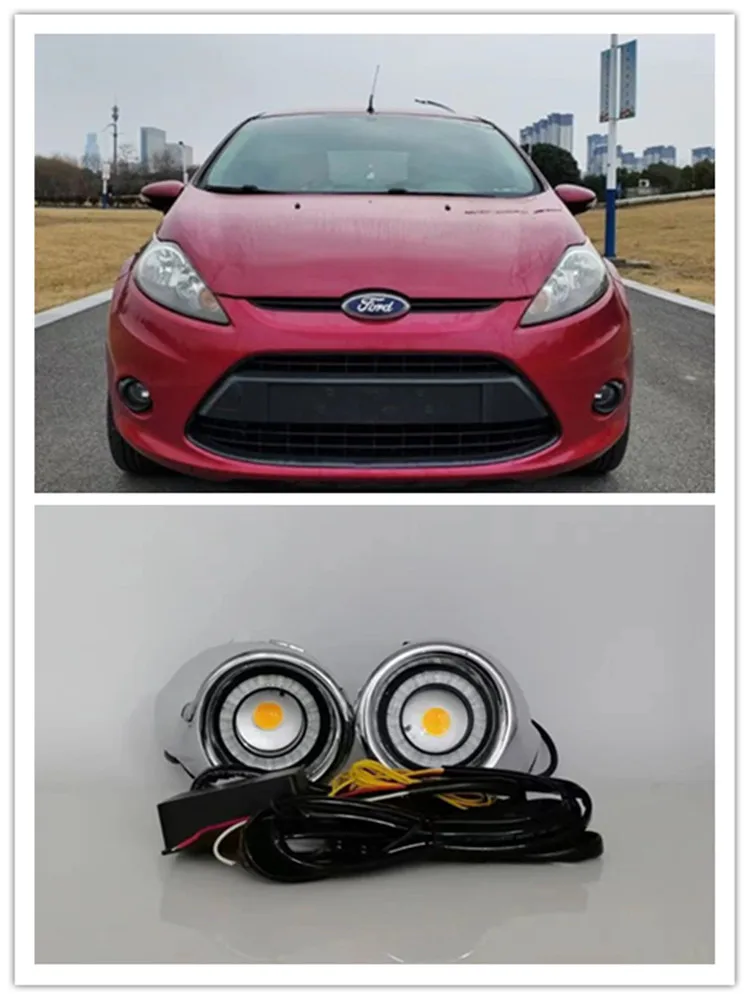 

LED Fog Lights Assembly For Ford Fiesta 2009 2010 2011 2012 Front Bumper Fog lamp Replacement Angel Eye daylight accessories