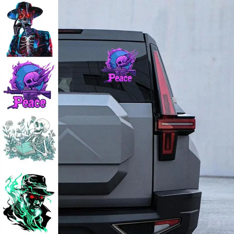 Skull Stickers For Cars Unique PVC Strong Adhesive Skull Decal For Cars Waterproof Decorative Skull Stickers Car Accessories For