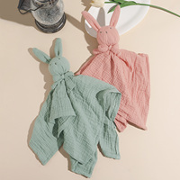 New100%Pure Cotton Gauze Baby Rabbit Soothing Towel  Double Layered Crepe Fabric Baby Sleeping Doll Newborn Blanket Handkerchief