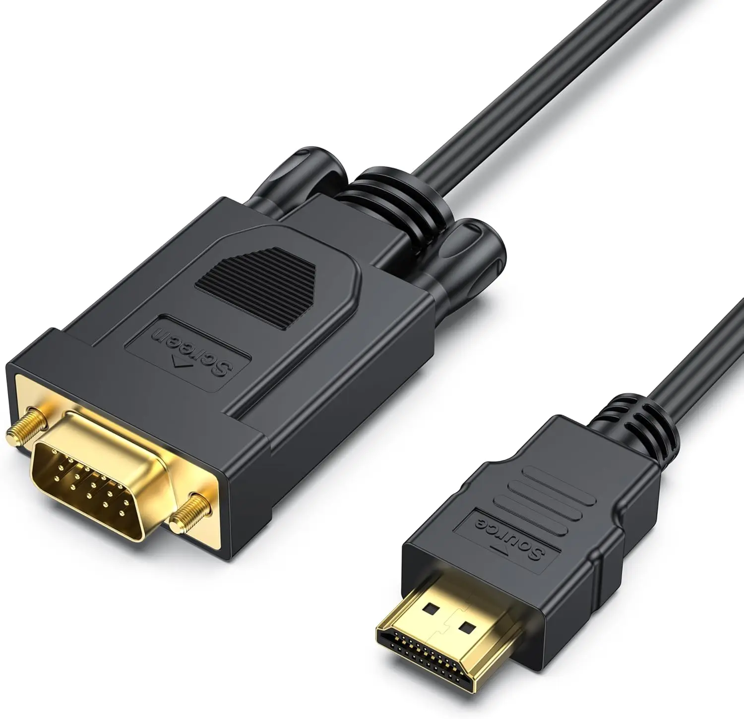 HDMI to VGA Cable 6ft, 1080P Full HD, Male to Male, Compatible with Laptop, PC, Monitor, Projector