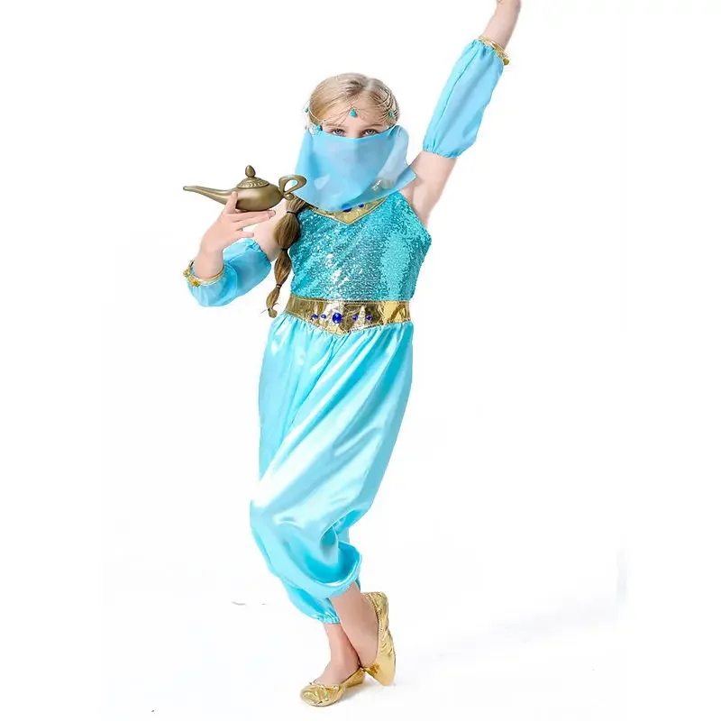 Halloween Princess Jasmine Dress Indian Costume Magic Lamp Costume Cosplay