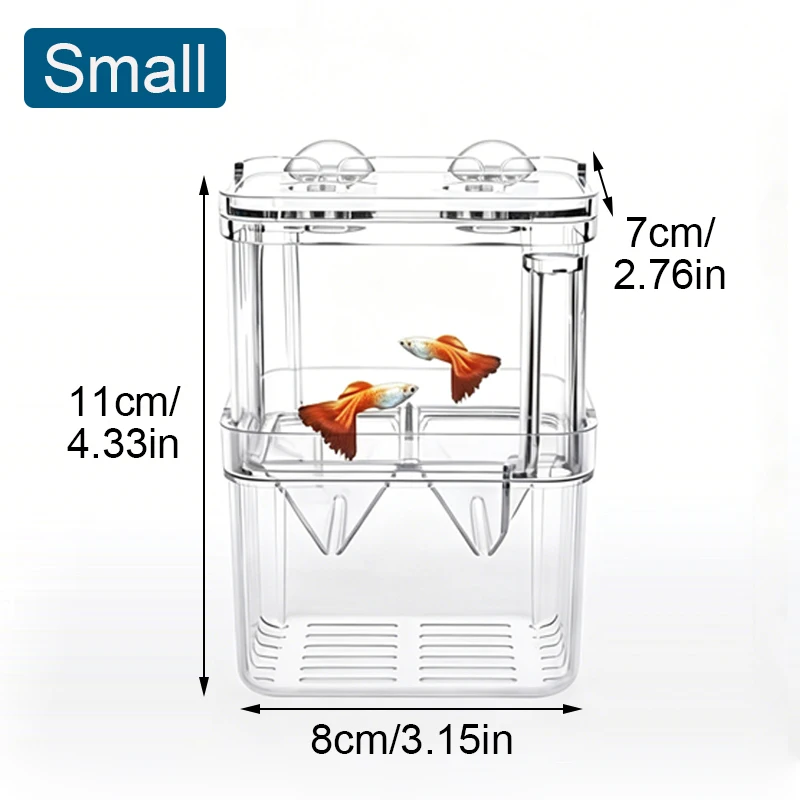 Hochtransparente Acryl-Fischzuchtbox Aquarium-Zuchtbehälter für Kleine Fische Betta-Brutkasten mit Saugnapf – Detail 2