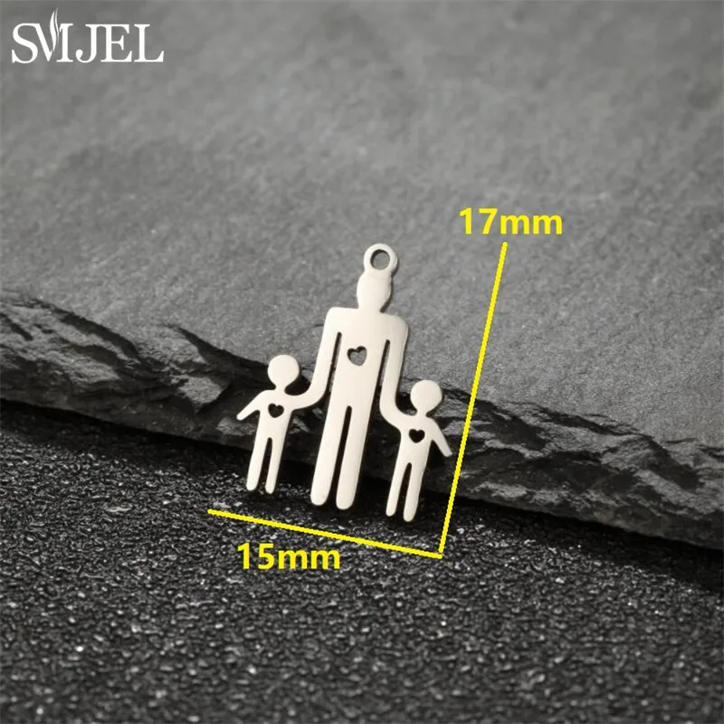 5pcs/lot Family Mom Charms DIY Accessories for Necklace Jewelry Making Stainless Steel Breast Feeding Pendants Mother Gift