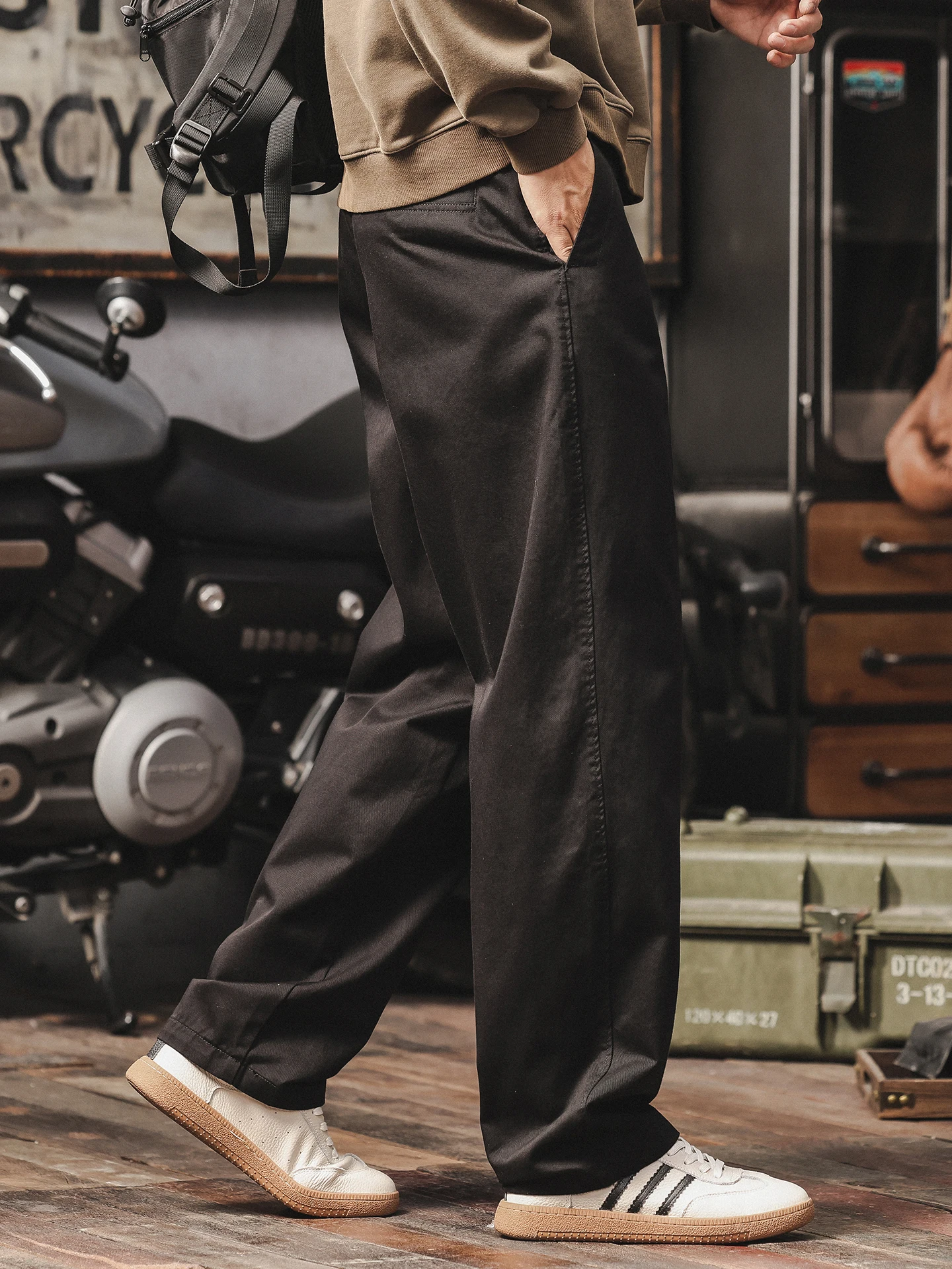 

Мужские повседневные брюки из чистого хлопка, свободные брюки в американском стиле, модные длинные брюки в стиле ретро, удобные свободные ощущения, крутые