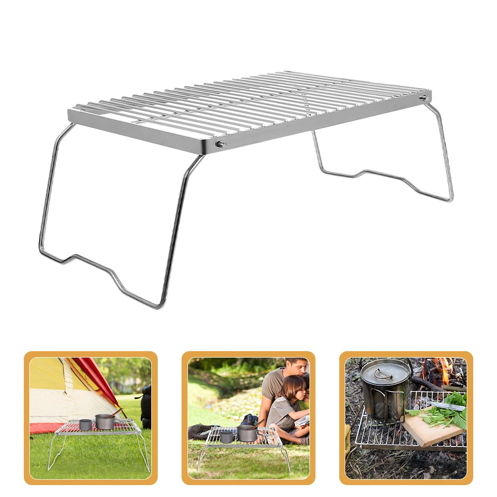 

Portable Foldable Stainless Steel Rack 16x16cm Camping Picnic Mesh Roasting Baking Rack for Grilling Outdoor Sturdy