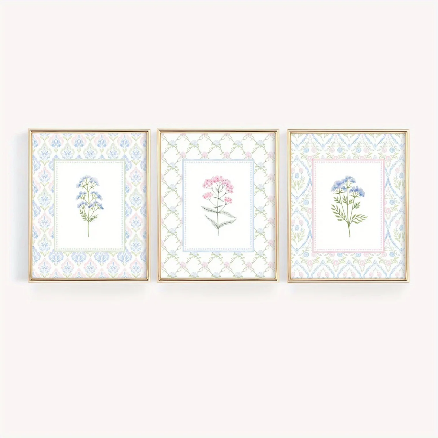 Rahmenloses 3-teiliges Set, Wandkunst, Vintage-Poster, Wildblumen-Kinderzimmerdrucke, Kinderzimmerdekoration für Jugendliche, Schlafzimmerdrucke, Pastellton