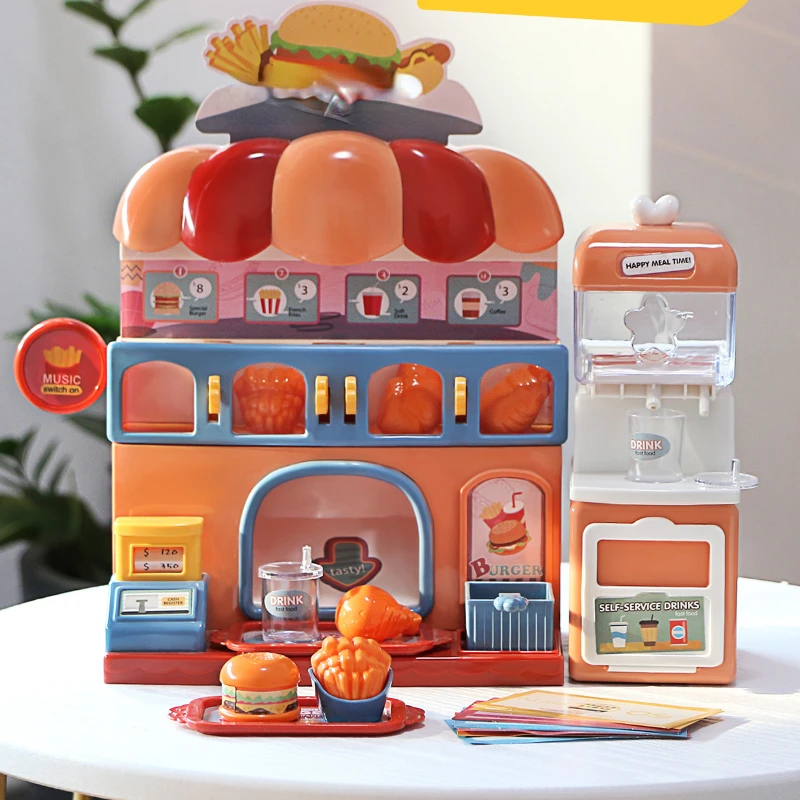 Children's hamburger bakery supermarket cash register 3-6 years old 5 boys and girls go home toy primary school birthday gift