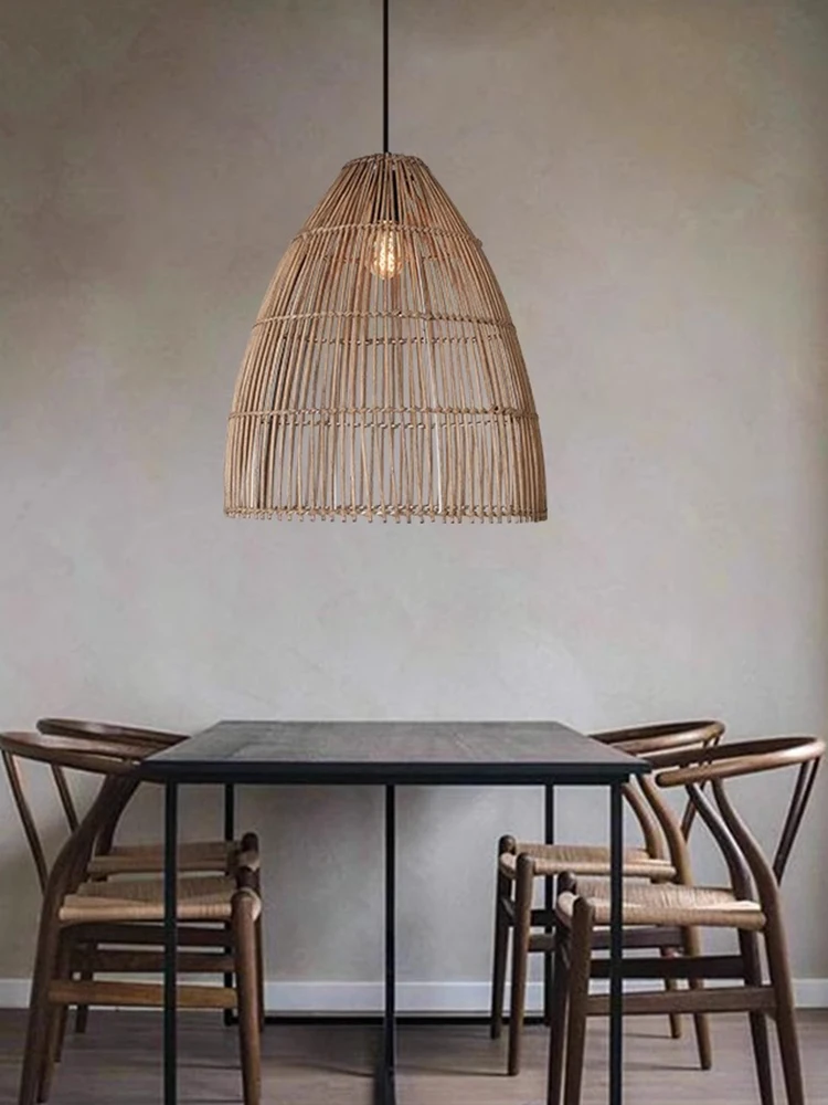 Candelabro de ratán creativo del sudeste asiático para dormitorio, lámpara artística tejida hecha a mano, estudio, mesita de noche, nuevas luces decorativas para comedor
