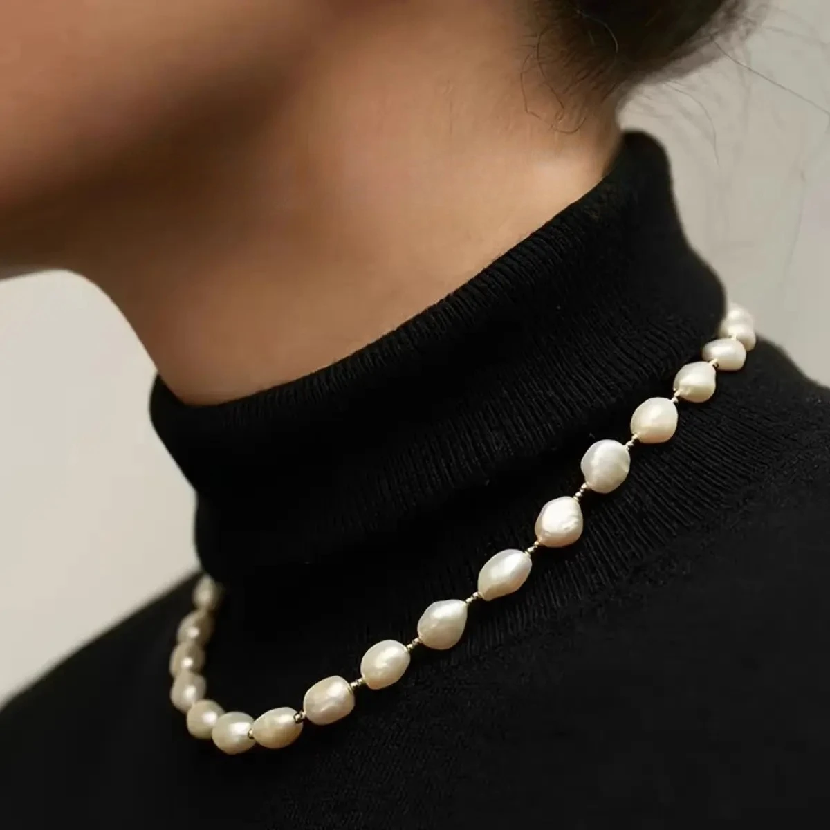 

Dainashi 8-9mm Baroque Freshwater Pearl Necklaces for Women 38cm+5cm Adjustable Pearl Necklaces Jewelry Gift Wholesale